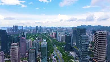 深圳蓝天白云天际线城市交通道路建筑群视频的预览图